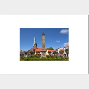 Market square with St. Michaelis church and obelisk, Eutin Posters and Art